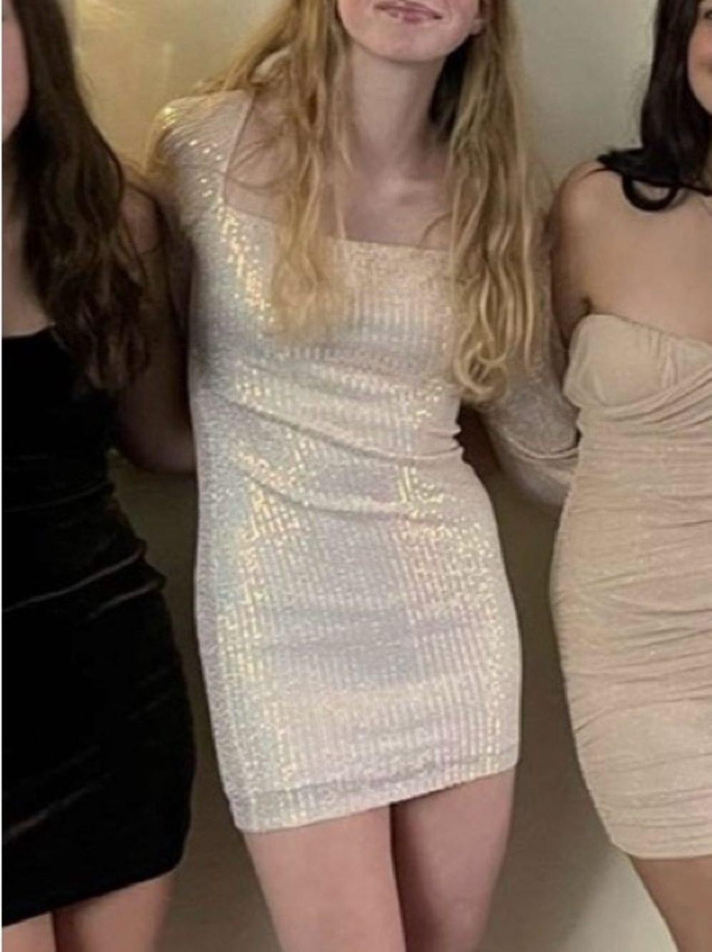 Speechless Cream Sequin One-Shoulder Mini Dress